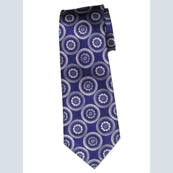 Turnbull and Asser Handmade English Silk Tie Blue White Floral Men's - Picture 1 of 2